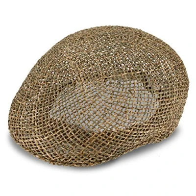 Image of fiebig Straw Cap for Women &amp; Men Summer Made of 100% Shield with Inner Band in Italy Natural Flat Spring Many Sizes (59 L)