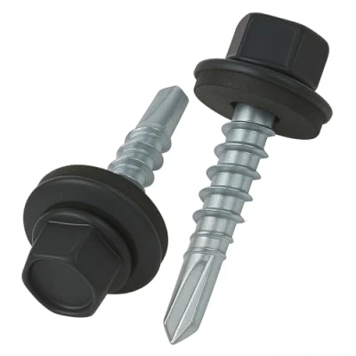 Image of 4.8 mm x 25 Roofing Screws, Hex Head Self drilling Multi color (RAL 7016 Anthracite Grey) Roof Screws With EPDM Sealed Washer, Rust Proof Zinc Plated Hardened Coarse Threads Screw for Outdoor Use