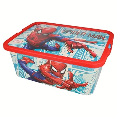 Image of Stor Spiderman Storage Box Container with Click Lock Lid, For Kids, Bedroom, Playroom, Toys, BPA Free (13 Litre)