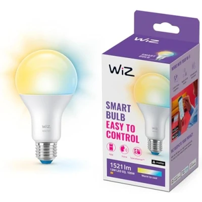 Image of WiZ Smart Bulb, E27 Cool to Warm White Light, Dimming LED, Connected WiFi Works with Alexa, Google Assistant &amp; HomeKit, App Control for Livingroom, Bedroom, Energy Monitoring