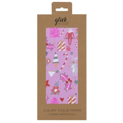 Image of Pink Cheer Kids Christmas Glick 4 Sheets Tissue Wrapping Paper 50 x 75 cm