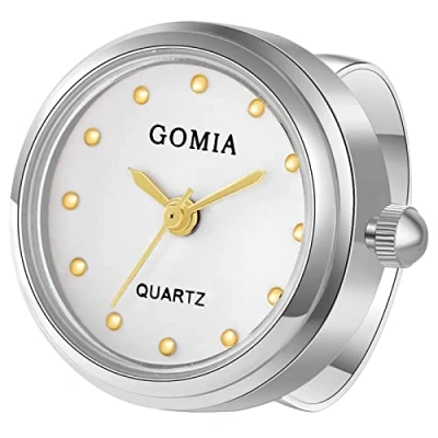 Image of JewelryWe Men Women Novelty Finger Watch Adjustable Ring Round Dial Quartz Rings, for Mothers Day