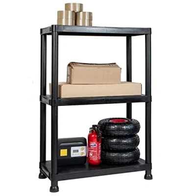 Image of Garage Storage Shelves Black Plastic Shed Office 3 4 or 5 Tier Shelving Unit (1, Tier)