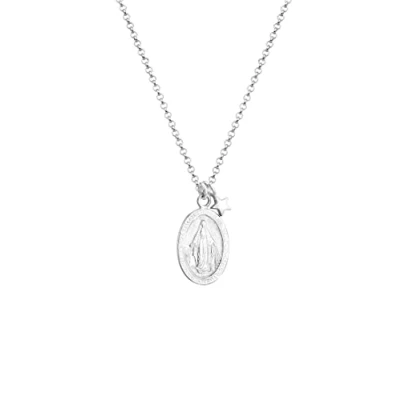 Image of Elli Necklace Woman Virgin Mary Star Faith Ancient Look 925 Sterling Silver