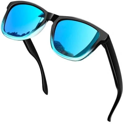 Image of KANASTAL Blue Sunglasses Womens Mirrored Mens Polarised Dark Tinted Anti Seawater Vintage Classic UV Protection Ladies Driving Sailing Frame Lens
