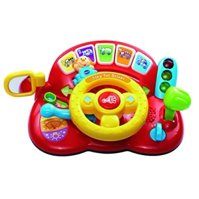 Image of VTech Baby Tiny Tot Driver, Roleplay Steering Wheel for Toddlers, Interactive Driving Toy, Pretend Play Toy with Music and Light, Sensory Kids Aged 12 Months +,Multicolor,19 x 26.5 cm