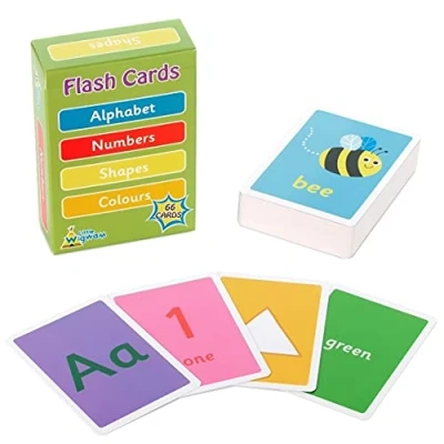 Image of Little Wigwam Educational Toddler Flash Cards Set of 66 Alphabet Numbers Shapes Colours Preschool Kids Early Learning Flashcards