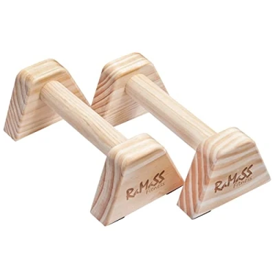 Image of RAMASS Fitness Push Up Bars, Wooden Mini Parallettes, Gymnastics Calisthenics