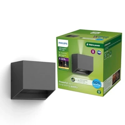Image of Philips Alix UE LED outdoor wall light, anthracite, aluminium, IP44