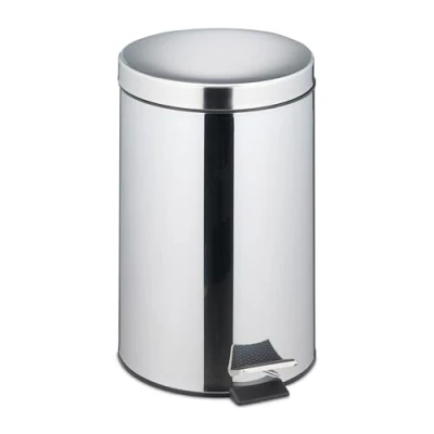 Image of Relaxdays Kitchen Bin, 20 litres, Mirror Polished Stainless Steel, Trash Can, Removable Inner Bucket, Foot Pedal, Silver