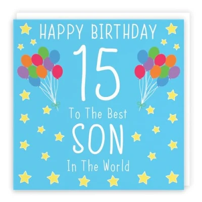 Image of Hunts England Large Son 15th Birthday Card Happy 15 To The Best In World Iconic Collection 210 x mm Age