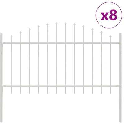 Image of vidaXL Garden Fence with Hoop Top White 13.6x1 m Steel