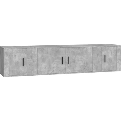 Image of vidaXL 3 Piece TV Cabinet Set Concrete Grey Engineered Wood