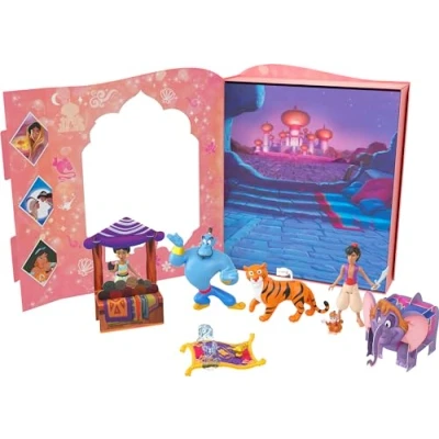 Image of Mattel Disney Princess Toys, Jasmine Story Pack with 6 Key Characters, Small Dolls, Figures and Accessories Inspired by Disney’s Aladdin, Gifts for Kids, HPL57