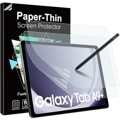 Image of TiMOVO 2 Pack Paper Screen Protector for Samsung Galaxy Tab A9 Plus 2023, Anti Glare PET Film Fit A9+ 11 inch Tablet Write and Draw Like on No Bubbles Easy to install