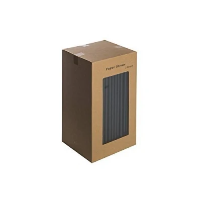Image of We Can Source It Ltd Black Paper Straws 100% Biodegradable, Compostable, Eco Friendly Disposable for Cocktails, Tumblers Drinking, Party 8inch/200mm (750)
