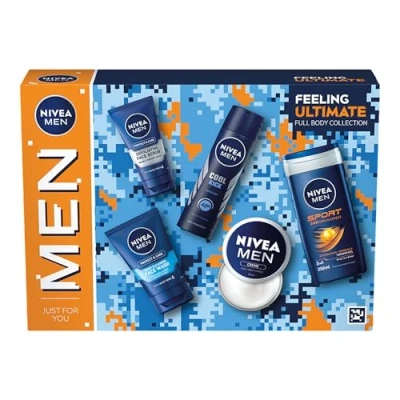 Image of NIVEA MEN Feeling Ultimate Gift Set (5 Products), Men&#039;s Skincare with Shower Gel, Face Wash, Scrub, Moisturising Creme, and Anti Perspirant Spray