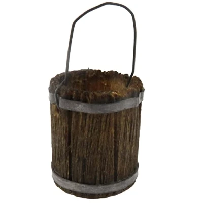 Image of Melody Jane Dolls House Rustic Barrel Bucket Pail Wooden Garden Farm Stable Ranch Accessory