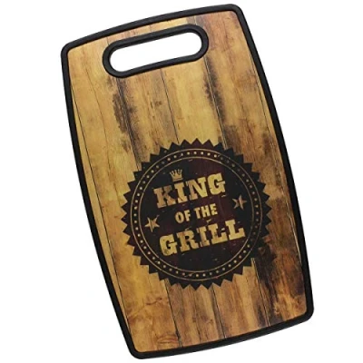 Image of King of The Grill Wood/Black Printed Chopping Board 100% Plastic