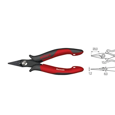 Image of Wiha Z36013503SB &quot;Electronic&quot; Nose Plier Slim Short, Red/Black, 135 mm