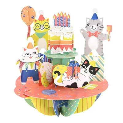 Image of SANTORO Pirouette, 3D Pop Up Greeting Card Birthday Cats Gift For Kids, Her, Him, Mum, Wife, Daughter, Granddaughter,