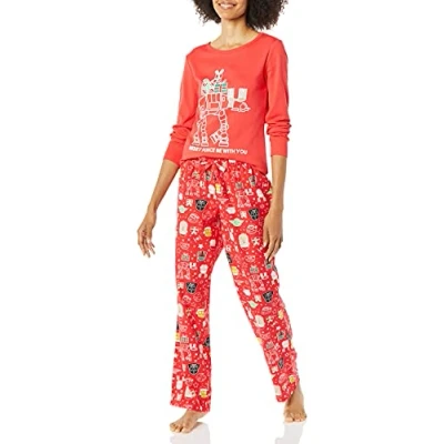 Image of Amazon Essentials Disney Marvel Star Wars Women&#039;s Flannel Pyjama Sleep Sets, Holiday Womens, S