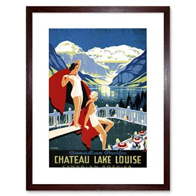 Image of Wee Blue Coo Travel Mountain Lake Louise Rocky Rockies Canada Canadian Pacific Framed Wall Art Print