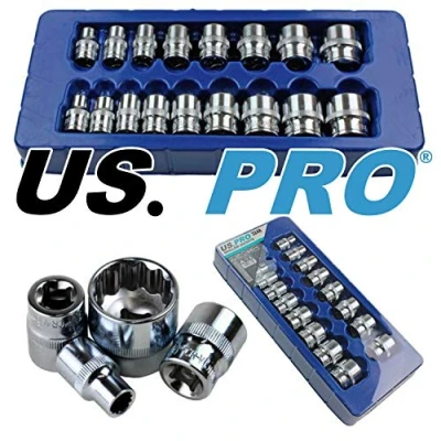 Image of US PRO 3248 17pc 3/8 Dr Shallow Sockets 12 Point 8 24mm, Blue