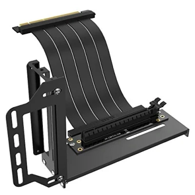 Image of Akasa Riser BLACK PRO Vertical GPU Holder Support Bracket PCIe 3.0 Cable EMI Shielding Mount 200 mm AK CBPE02 20B