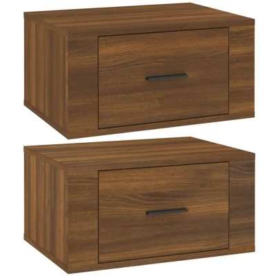 Image of vidaXL Wall mounted Bedside Cabinets 2 pcs Brown Oak 50x36x25 cm
