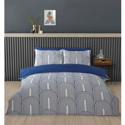 Image of Rapport home Arches Blue and White Duvet Cover Set King