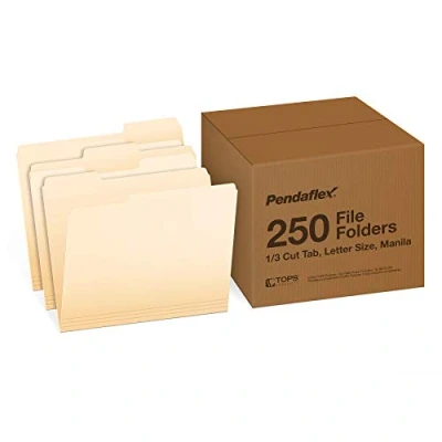 Image of Pendaflex File Folders, Letter Size, 1/3 Cut, Manila, 250 per Box (752250)