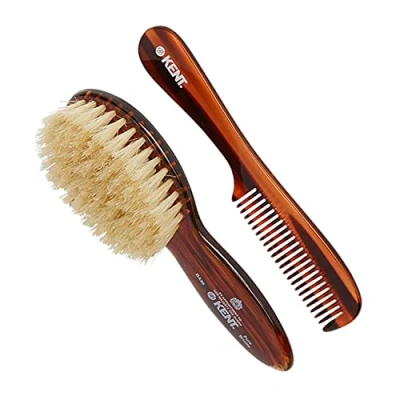 Image of Kent Tortoiseshell Effect Soft Natural Bristle Baby Brush and Comb Set