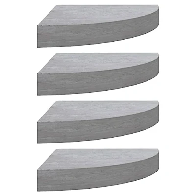 Image of vidaXL Wall Corner Shelves, 4 pcs Honeycomb MDF and Metal, Concrete Grey Coloured, Floatings Shelves for Living Room or Bedroom