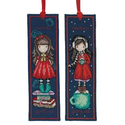 Image of Vervaco Gorjuss Bookmark Kit Set of 2, Dark Blue, ca. 6 x 20 cm, 2 Pieces