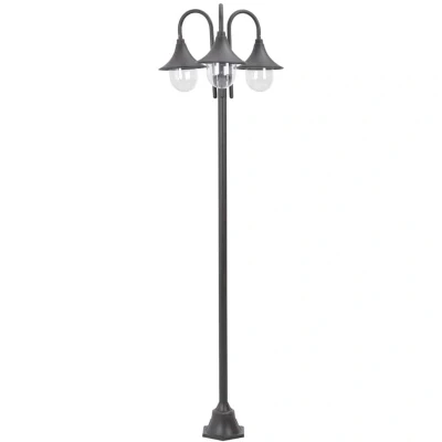 Image of vidaXL Garden Post Light E27 220 cm Aluminium 3 Lantern Bronze