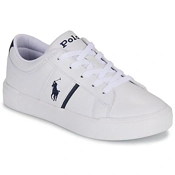 Image of Polo Ralph Lauren Frazier Unisex Trainers for kids, Size: 6.5, White/navy Pu