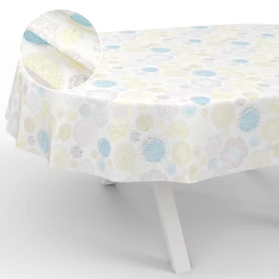 Image of ANRO Oilcloth Tablecloth Washable Garden Outdoor Indoor Oval 220 x 140 cm Cut Edge Lace