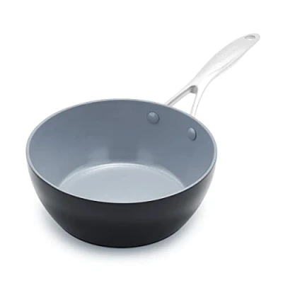 Image of GreenPan Valencia Pro Hard Anodised Healthy Ceramic Non Stick 20 cm / 2 Litre Chef&#039;s Pan, PFAS Free, Induction, Oven Safe, Grey