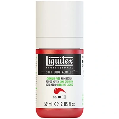 Image of Liquitex Professional Soft Body Acrylic 2 oz Bottle, Cadmium Free Red Medium, 59 ml (Pack of 1)