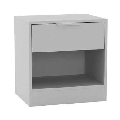 Image of URBNLIVING 1 Drawer Bedside White Table Nightstand Shelf File Cabinet Storage for Bedroom Wooden Furniture Modern Sofa Side End Compact Unit Living Room, H46.5cm x W45cm D35cm