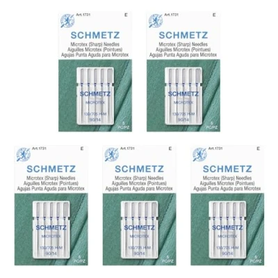 Image of 25 Schmetz Microtex (Sharp) Sewing Machine Needles, Size 90/14 (130/705 H M)