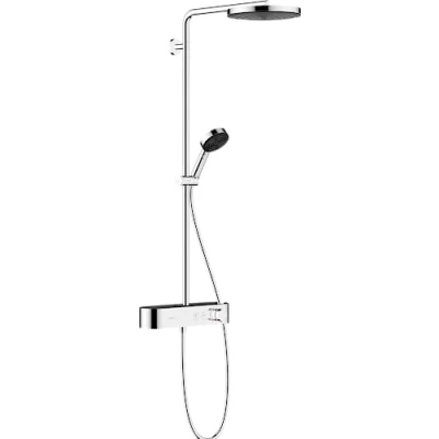 Image of Hansgrohe 24221000 Pulsify S Showerpipe 260 1jet EcoSmart with ShowerTablet Select 400, Chrome, Head Shower: 1 Water Saving Spray