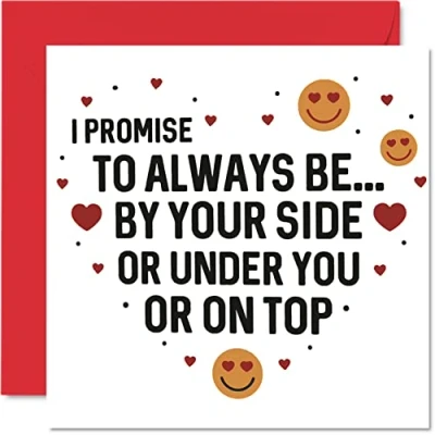 Image of Funny Anniversary Cards for Wife Girlfriend By Your Side Joke Happy Birthday Card from Husband Boyfriend Partner, Wifey Gift, 145mm x Valentines Greeting Gift