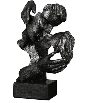 Image of Casablanca modernes Design Sculpture, Poly, Charcoal, Black, Silver Tone, Höhe 28 cm