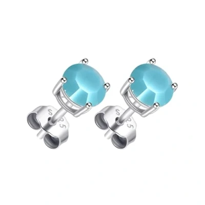 Image of Philip Jones Sterling Silver Turquoise Earrings Created with Zircondia® Crystals