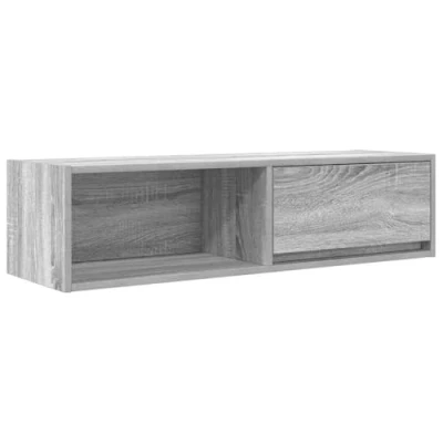 Image of vidaXL TV Cabinet Grey Sonoma Engineered Wood Modern Wall Mounted Media Stand with Drawer/Shelf Storage
