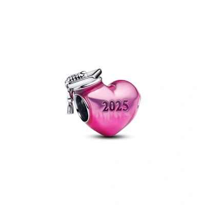 Image of Pandora Silver 2025 Graduation Pink Heart Charm