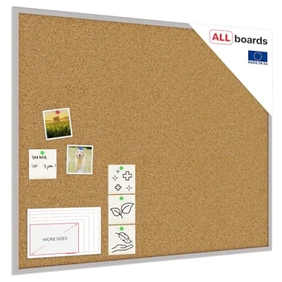 Image of ALLboards Cork Board with Wooden Natural Grey Frame 100x80cm, Corkboard Bulletin Notice