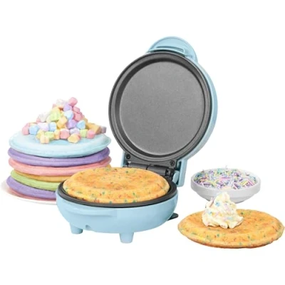 Image of Giles &amp; Posner EK4215GSBL Pastel Compact Mini Snack Maker, Non Stick Easy Clean 11.5cm Plate, Party Treat Breakfast Cooker, Make Pancakes, Cookies Ice Cream Sandwiches, 550W, Sorbet Blue